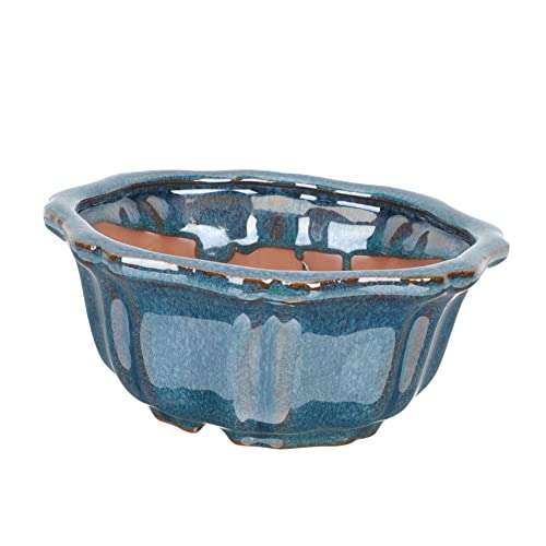 DOITOOL Bonsai interno com orifício para varanda e suculentas, vasos florais de cerâmica, vitrificad