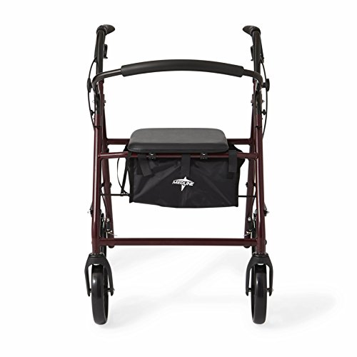Medline Standard Steel Folding Rollator Walker With 8" Wheels, Supports Up To 350 Lbs, Red #TOP2