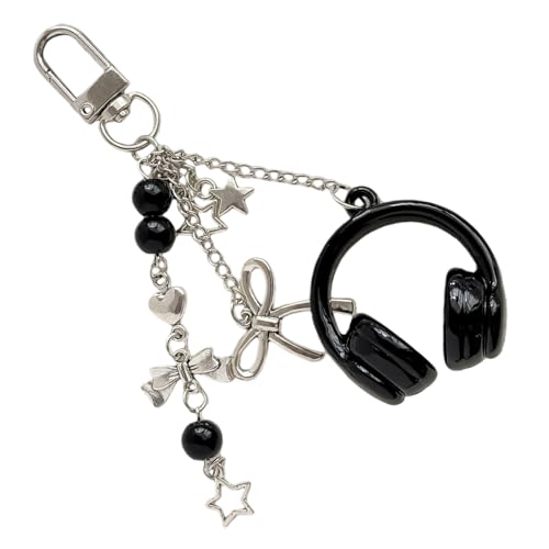 Colgante con diseño de lazo con diseño de auriculares de 4 pulgadas, colgante de aleación de zinc, bonito colgante de lazo con diseño de auriculares que adorna monederos, mochilas y llaves como sti