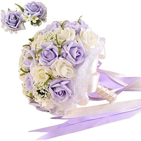 Handmade Artificial Pearls Flower Rose Bridal Wedding Bouquet