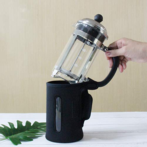 Image of InstaCuppa French Press Neoprene Sleeve Add on for Protection and Insulation (Black, 600 ml)