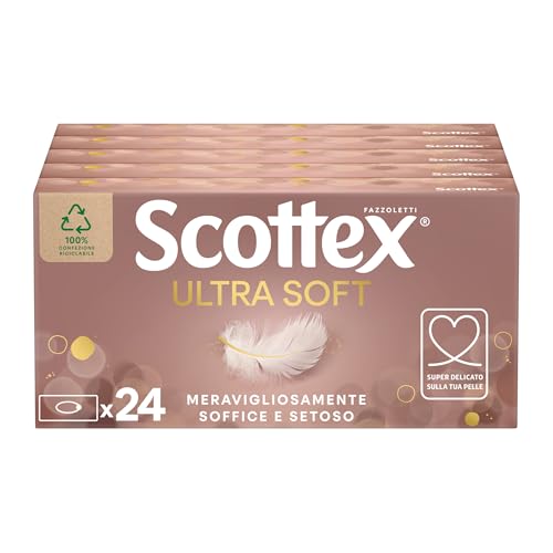 Scottex Ultra Soft Box Fazzoletti di carta, 1920 Pz, 24 Box x 80 Fazzoletti