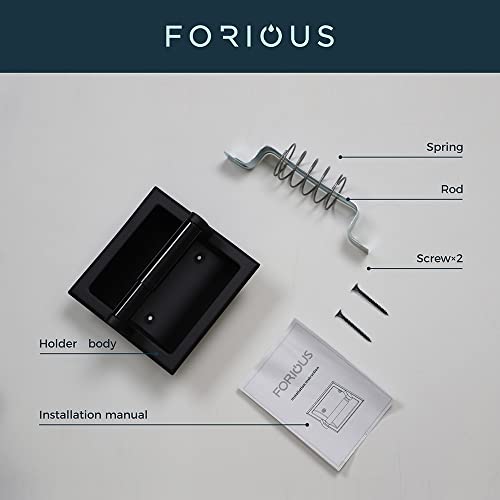 Forious Matte Black Toilet Paper Holder, Black Recessed Toilet Paper Holder Wall Mount Made Of Metal, In Wall Toilet Paper Holder Black With Mounting Bracket, Bathroom Toilet Paper Wall Holder #TOP4