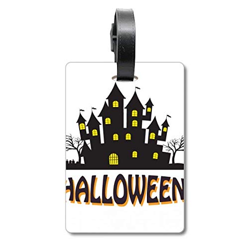 Étiquette de valise château d'horreur Halloween pour voyager avec magie