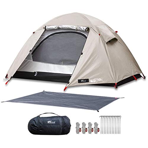 FIELDOOR フライシート付キャンプテント フィールドキャンプドーム100 【ライトベージュ】 グランドシート ペグ＋ロープ＋キャリーバッグ付 1人用 ソロ 吊り下げタイプ UVカット 耐水 シルバーコーティング キャノピー 簡単