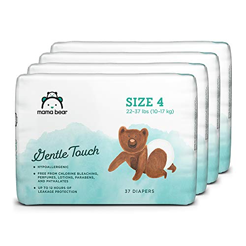 Amazon Brand - Mama Bear Gentle Touch Diapers, Hypoallergenic, Size 4, 148 Count