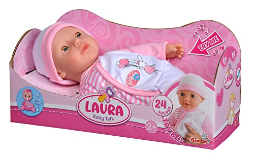 Simba 105140020 - My Love Baby Talk, Weichkörperpuppe mit Schlafaugen in süßem Strampler, macht 24 Babylaute, 30cm, Babypuppe ab 2 Jahre – Bild 5