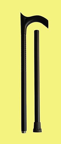 Miniatura 6 de Bastón táctico de 37 pulgadas en negro con mango curvado en V, bastones de aluminio Steampunk para hombres y mujeres, fuertes y seguros para