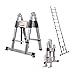 Produktbild 3,8m Teleskopleiter Klappleiter (1,9m+1,9m) Mehrzweckleiter Stabilere Edelstahlleiter Ausziehbare Leiter Sicherheit rutschfest für Kletterdach/Hausarbeit/Dachbodennutzung