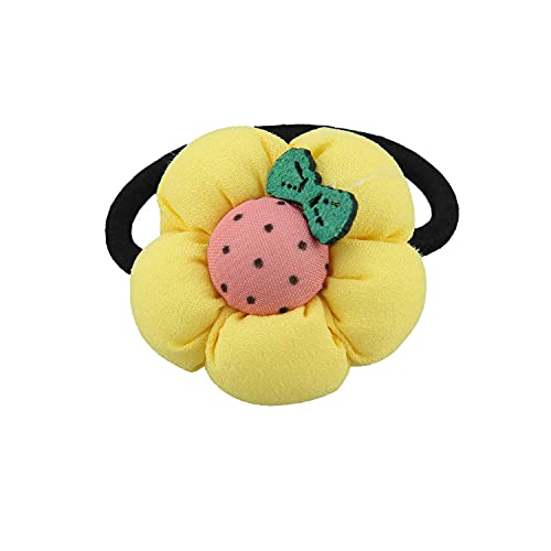 7Rainbows 10 Pcs (5 Pairs) 5 Colors Cotton Elastic Toddler Hair Ties Ponytail Holders Soft Elastic Hair Bands With Flowers For Toddlers Girls Kids Hair Accessories #TOP6