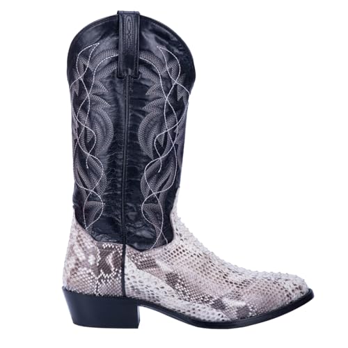 Cowboy Boots for Men Classic Pointed Toe Western Boots Pull Up Snakeskin Embroidered Mid-Calf Boots3