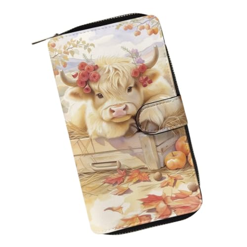 Image of COEQINE Ladies Wallets Pink Leopard Heart Black Printed Leather Phone Long Clutch Purses Check Coin Change Holder