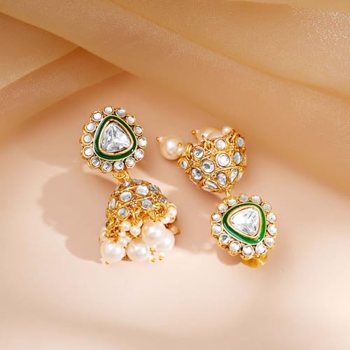 Image of Rubans Necklace Maangtikka Set Gold Plated Kundan & Pearl Jewellery Gift for Women & Girls