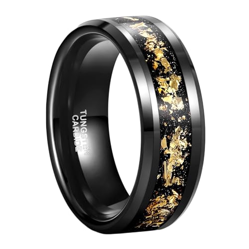 Bague de fiançailles haut de gamme alliance tungstène et feuille d'or de style unique