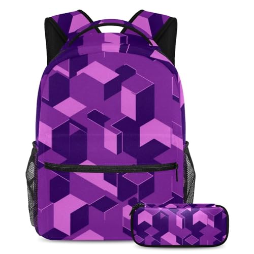 Ensemble de 2 cartables violet et multicolore contre le désordre