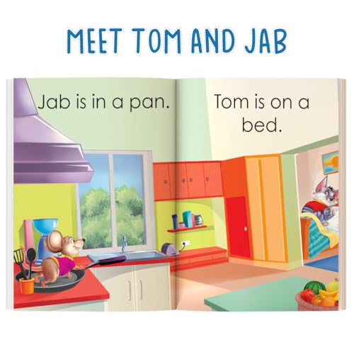 Image of THE BOOK TREE Phonics First Reading Book of 3 letter words reading book, set of 4 books for early readers with activity. LARGE FONT SIZE.