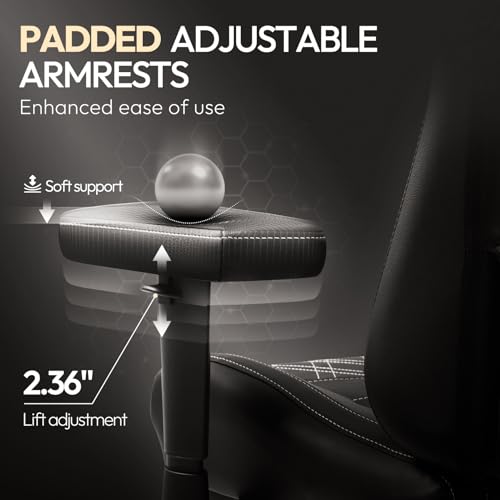 Sedia da gaming, ergonomica, da ufficio, con funzione di massaggio e calore, cuscino a molle insacchettate traspirante, come nel divano, sedia regolabile in PC, con poggiapiedi, supporto per - Sedia gaming - Immagine 5