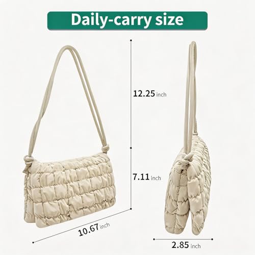 Image of NAARIAN Shoulder Bag for Women, Small Puffer Crescent Hobo Bag, Trendy Waterproof Clutch with Magnetic Closure | Trendy