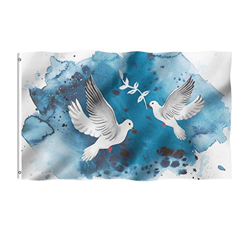ZHANGHENG Friedensfahne 150x90cm Friedenstaube mit Ölzweig-Flagge...