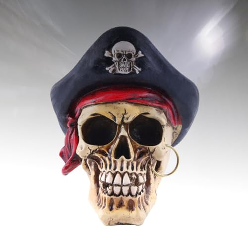 Decoración de Halloween de calavera pirata Kichvoe con diseño agrietado resistente 7