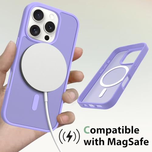 Image of for iPhone 16 pro Case [Compatible with Magsafe] Translucent Matte Phone Cover, [10 FT Military Grade Drop Protection] Slim Durable Shockproof Protective Bumper (Light Purple, iPhone 16 Pro)