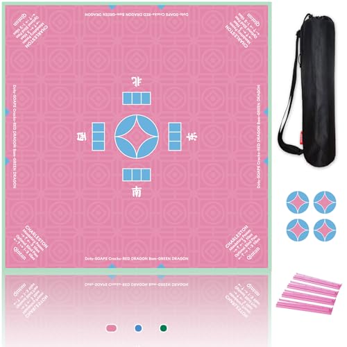 Qintan Mahjong Mat with 2-in-1 Mahjong Racks & Coasters (32