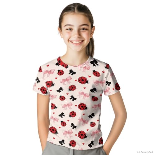 Image of Renewold Kids Novelty T-Shirt for Girls Boys Short Sleeve Crewneck Summer Tee Soft Breathable Graphic Shirt for Age 2-16