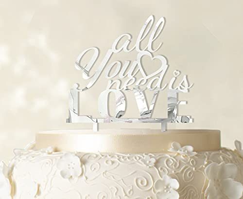 All You Need is Love Custom Cake Topper Personalized Mirror Cake Topper Color Option Available 6