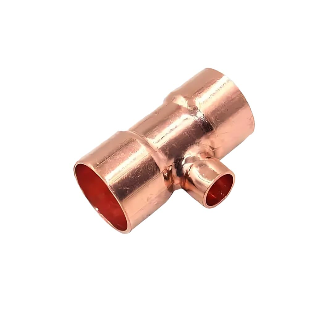 Złącze Rurowe T-Redukcyjne Miedziane 3-Drogowe (1 Sztuka) - Gniazdo ID 35/42/54mm Do Spawania dla Klimatyzacji, Ogrzewania Centralnego & Hydrauliki(42mm-28.6mm-42mm)