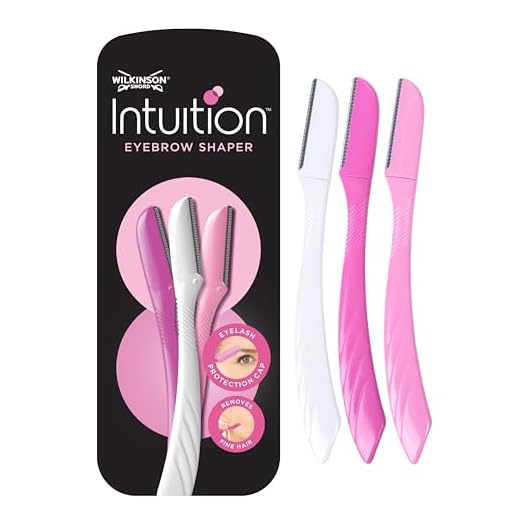 Wilkinson Sword Intuition Perfect Finish - 3 Cuchillas de Afeitar Desechables, Depiladora Facial Mujer para Moldear y Perfilar Cejas, Rasuradora de Vello Facial para Dermaplaning