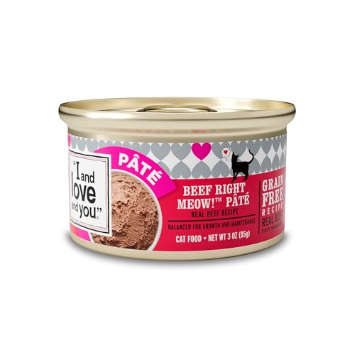 Image of I and love and you Wet Cat Food - Beef Right Meow Pate - Beef Recipe, Grain Free, Filler Free, 3oz Pack of 24 Cans