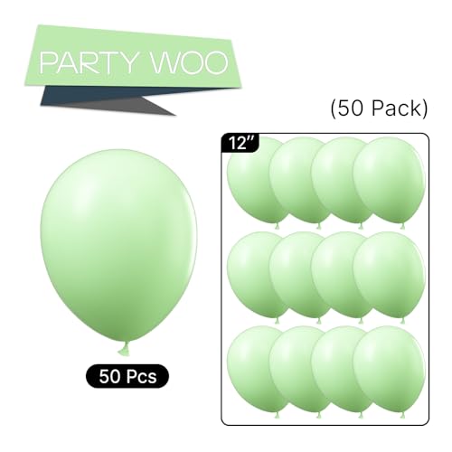 Image of PartyWoo Mint Green Balloons 50pcs 12 Inch Pastel Light Green Balloons for Birthday Baby Shower Wedding Anniversary Summer Graduation Party Decorations Green-Q16