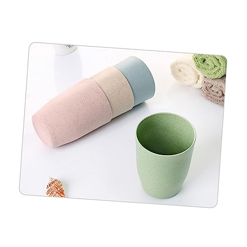 HOOTNEE Bathroom Tooth Cup Wheat Stem Rinsing Mug for Boys and Girls Adults Northern Europe Green Lightweight Easy to Clean Versatile Use for Gargling and Water