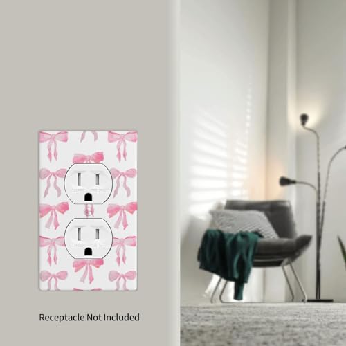 Pink Bow Single Duplex Light Switch Plates And Outlet Covers Decorative Electrical Wall Plate Receptacle Switchplate Decorate Plug Cover For Bathroom Bedroom Kitchen 4.5 * 2.76 Inch by OHZOLLAN - Used condition - Image 5