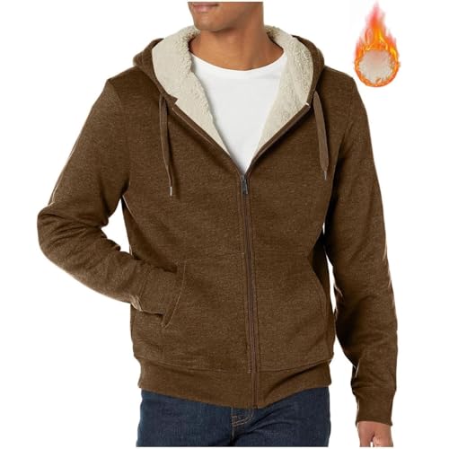 Ymosrh Men's Hoodies, Long Sleeve Zip Up Fleece Lined Hooded Sweatshirt Fall Winter Warm Hoodie with Pockets, M-L