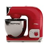ETA Küchenmaschine im Retro Ganzmetall-Design STORIO - 1200W, Planeten-Rührwerk, Edelstahlschüssel 5.5l, Rot