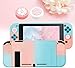 Funda Protectora para Switch con 2 Tapas Sakura para joystick, Dockable Carcasa para NS Switch Consola y Silicona Joy-Con Cover, Funda Separable Duradera Estuche Cover para Switch - Rosa y Cian