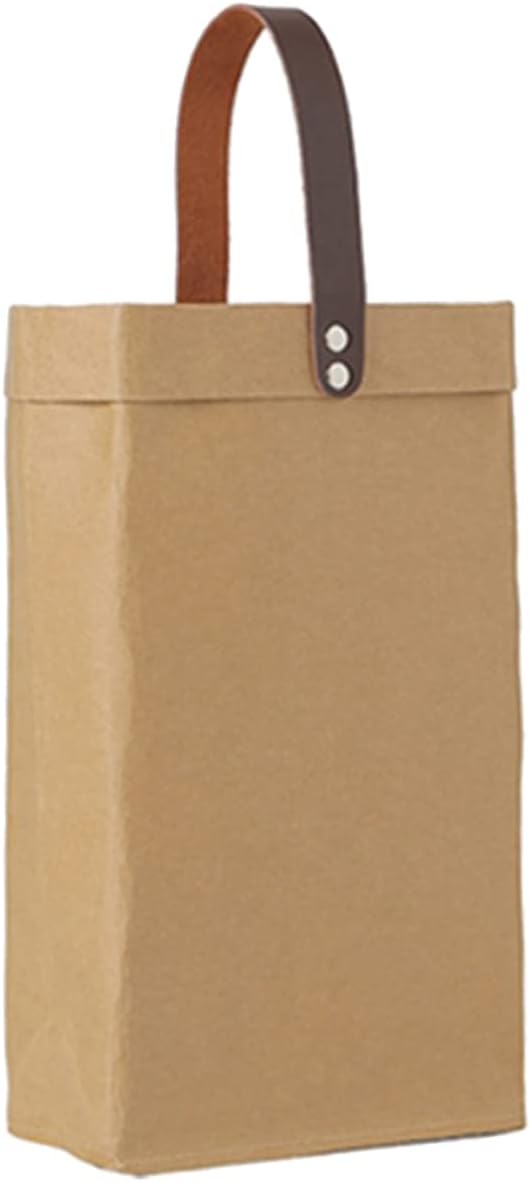 Wine Bottle Pouch, Washable Kraft Paper Leather Gift Bag for Bottles