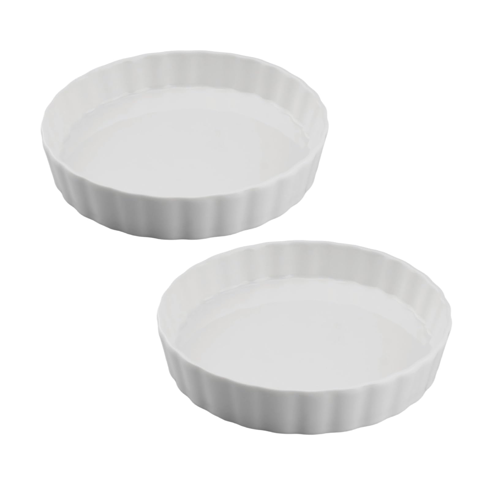2 teilig Runde Keramikkuchenform Quicheform Keramik Design Keramik Tarteform,18 cm,Einfach zu Reinigen,mikrowellen,spülmaschinen- & ofengeeignet,für Obstkuchenform,Tarte,Quiche-Weiß
