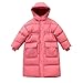 Winter Down Overcoats for Girls Elastic Waisted Hooded Long Coat Fashion Quilted Cute Solid Color Outerwear Holiday Pink