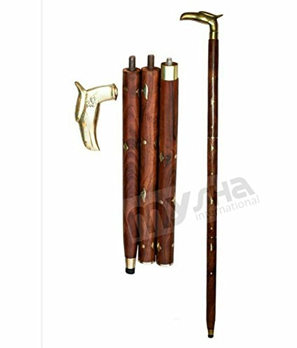Premium Walking Stick Eagle Shaped Brass Handle Indian Solid Rose Wood shisham Wood Brown-image-3