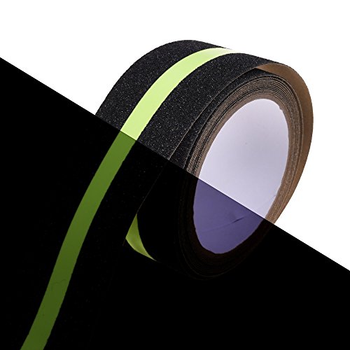 Cosmos ® Black Self-adhesive Non Slip Safety Grit Stair Tape with Yellow Reflective Strips, 2