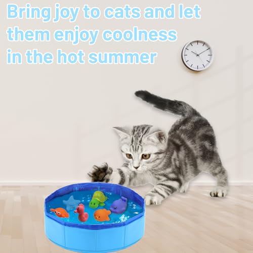 LandReCol Katzenpool, Mit Fisch Wasser Spielzeug Faltbarer Pool 50x10cm Katzen Pool, Interaktives Wasserspielzeug, Tragbares Katzen Hundepool für Katzen und Hunde zum Spielen Baden Verwendet
