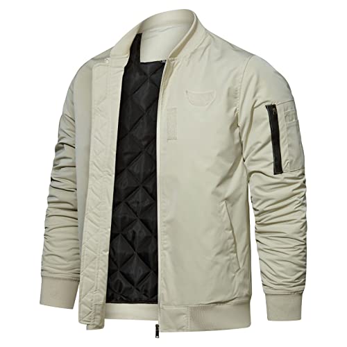 Mens Us Size Winter Coats Male Autumn And Winter Windproof Zipper Stand Collar Multi Pockets Long Sleeve #TOP30