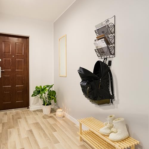 Deco Brothers Wall Mail Organizer with 5 Key Holder, 3 Tier, Bronze - Thumbnail 3