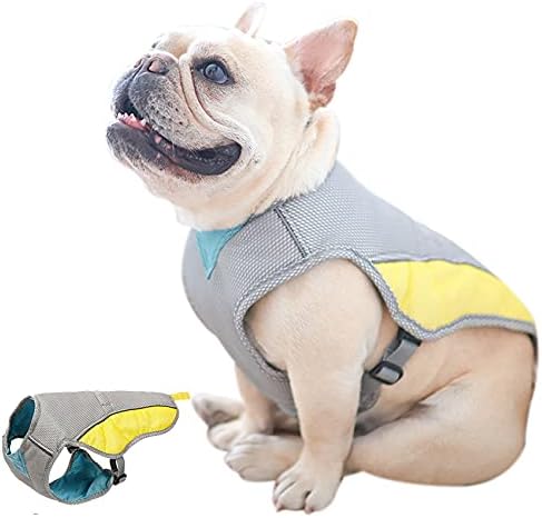 Cooling Harness Vest for Dogs French Bulldog Summer Cooling Vest Outdoor Dog Jacket Safety Reflective Vest Cooler Jacket Sun-Proof Pet Coat Vest for Frenchie(L)