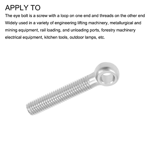 Image of METALLIXITY Shoulder Swing Lifting Bolt (M12x70mm) 1Pcs, 304 Stainless Steel Eye Bolts - for Home Renovation, Pipeline Gate Valves Fasteners, Silver