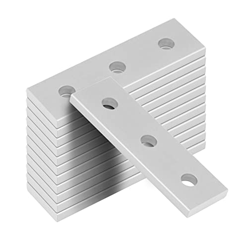 12 Stück Verbinderplatte Aluprofil 20x20 Nut 6 Flache Eckhalterungsplatte aus Aluminium Dicke 3,8mm 3 Löcher