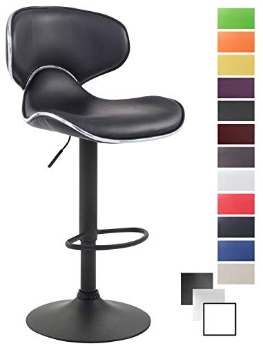CLP Taburete Alto Las Vegas V2 Tapizado En Simil Cuero I Taburete De Cocina Con Altura Regulable I Silla Alta Moderna & Con Reposapiés I Color: Negro, Negro