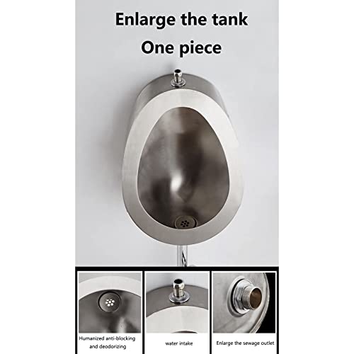 OTQEFTN Wall-Mounted 304 Stainless Steel Urinal, Male Urinal with Infrared Sensor, Toilet Urinal with Drain and Sensor, Used in Home, School and Hotel